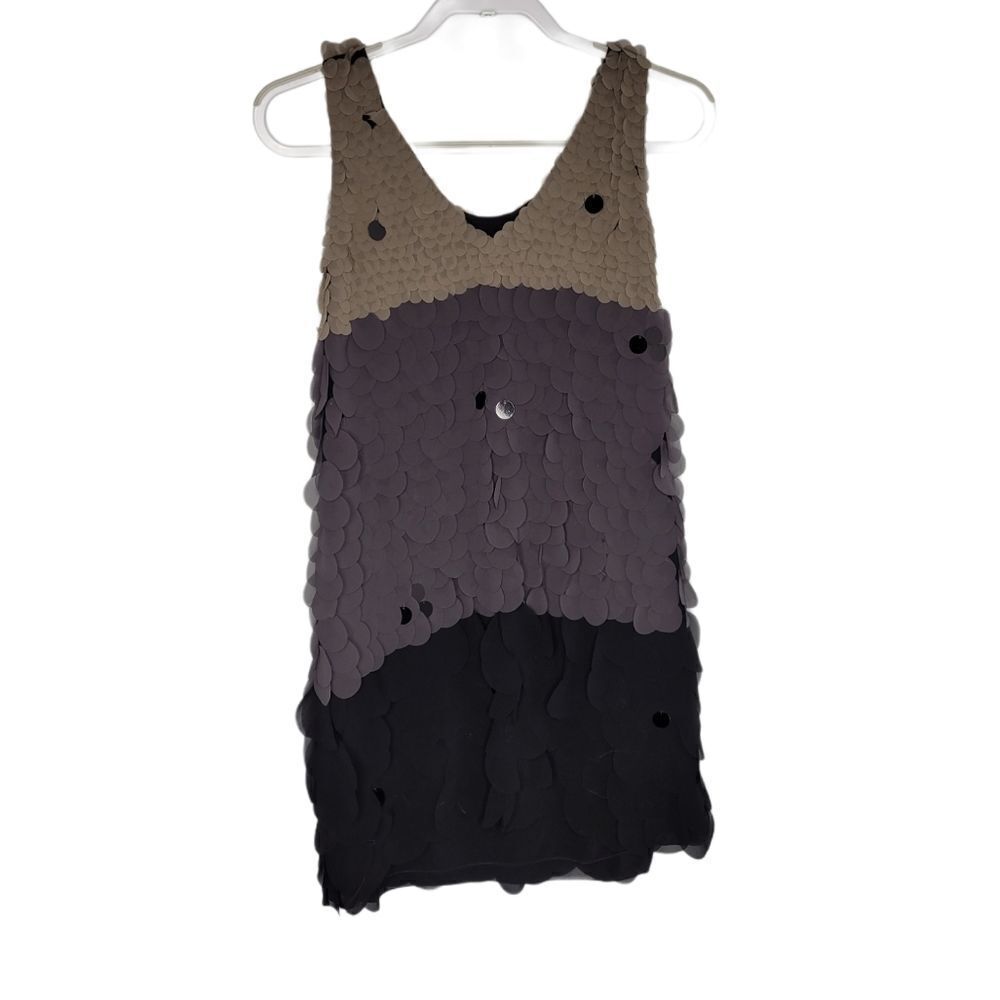 HALE BOB dress gray‎ black circle sequin layered ombre shift S